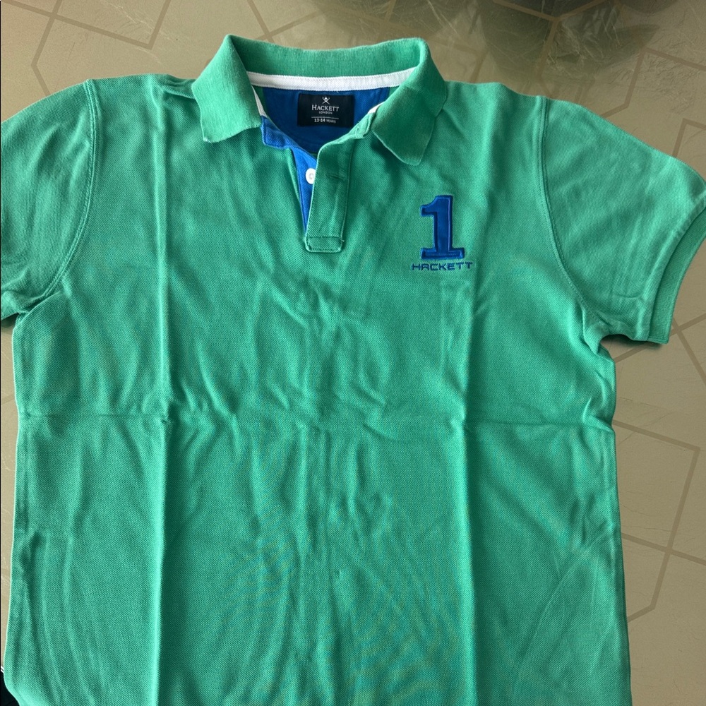 Hackett Green Polo with Blue Embroidery